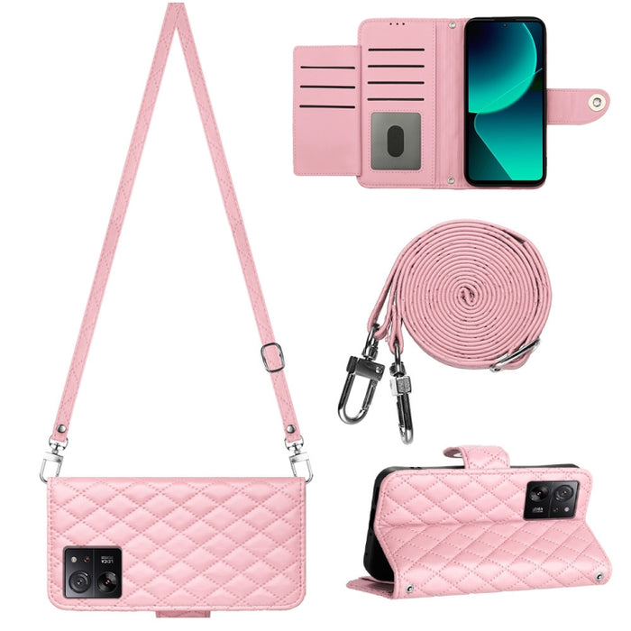Funda para teléfono de cuero con tapa y textura rómbica con cordón largo, For Xiaomi Redmi 13C 4G, For Xiaomi 13T / 13T Pro, For Xiaomi Poco F5 / Redmi Note 12 Turbo, For Xiaomi Poco F5 Pro / Redmi K60, For Xiaomi Redmi Note 12S 4G Global              ...