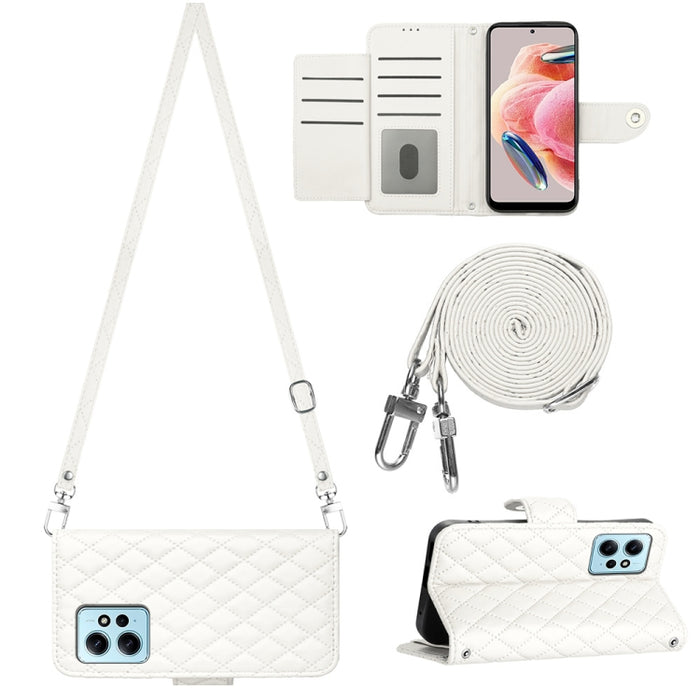 Funda para teléfono de cuero con tapa y textura rómbica con cordón largo, For Xiaomi Redmi 13C 4G, For Xiaomi 13T / 13T Pro, For Xiaomi Poco F5 / Redmi Note 12 Turbo, For Xiaomi Poco F5 Pro / Redmi K60, For Xiaomi Redmi Note 12S 4G Global              ...