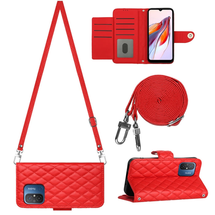 Funda para teléfono de cuero con tapa y textura rómbica con cordón largo, For Xiaomi Redmi 13C 4G, For Xiaomi 13T / 13T Pro, For Xiaomi Poco F5 / Redmi Note 12 Turbo, For Xiaomi Poco F5 Pro / Redmi K60, For Xiaomi Redmi Note 12S 4G Global              ...