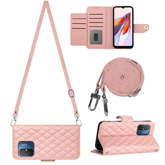 Funda para teléfono de cuero con tapa y textura rómbica con cordón largo, For Xiaomi Redmi 13C 4G, For Xiaomi 13T / 13T Pro, For Xiaomi Poco F5 / Redmi Note 12 Turbo, For Xiaomi Poco F5 Pro / Redmi K60, For Xiaomi Redmi Note 12S 4G Global              ...