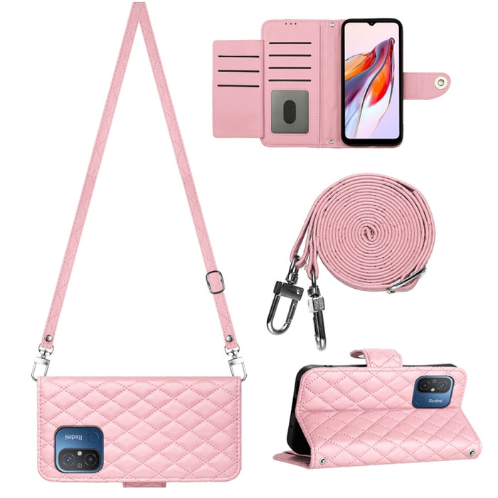 Funda para teléfono de cuero con tapa y textura rómbica con cordón largo, For Xiaomi Redmi 13C 4G, For Xiaomi 13T / 13T Pro, For Xiaomi Poco F5 / Redmi Note 12 Turbo, For Xiaomi Poco F5 Pro / Redmi K60, For Xiaomi Redmi Note 12S 4G Global              ...