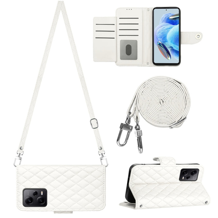 Funda para teléfono de cuero con tapa y textura rómbica con cordón largo, For Xiaomi Redmi 13C 4G, For Xiaomi 13T / 13T Pro, For Xiaomi Poco F5 / Redmi Note 12 Turbo, For Xiaomi Poco F5 Pro / Redmi K60, For Xiaomi Redmi Note 12S 4G Global              ...