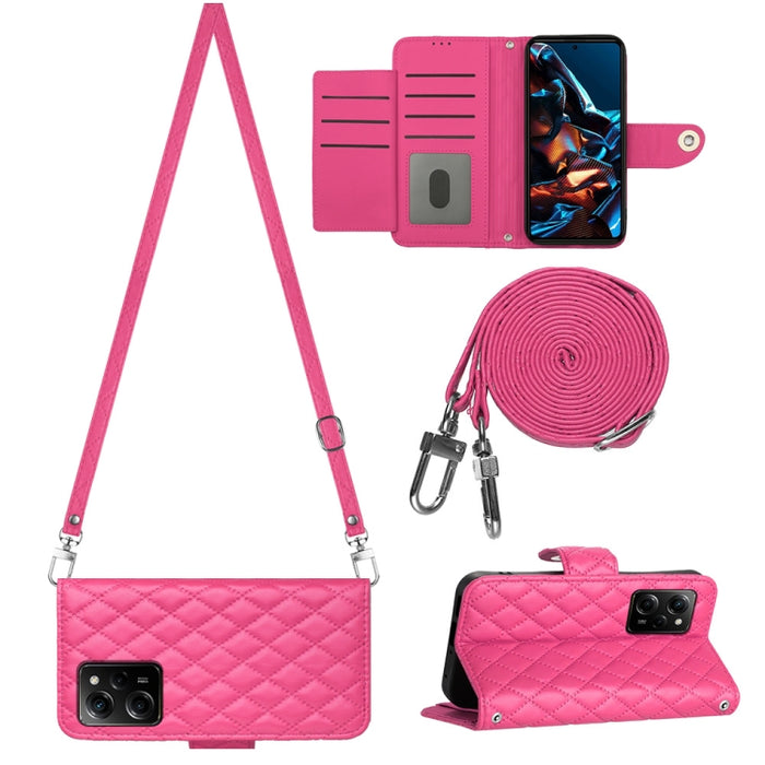Funda para teléfono de cuero con tapa y textura rómbica con cordón largo, For Xiaomi Redmi 13C 4G, For Xiaomi 13T / 13T Pro, For Xiaomi Poco F5 / Redmi Note 12 Turbo, For Xiaomi Poco F5 Pro / Redmi K60, For Xiaomi Redmi Note 12S 4G Global              ...