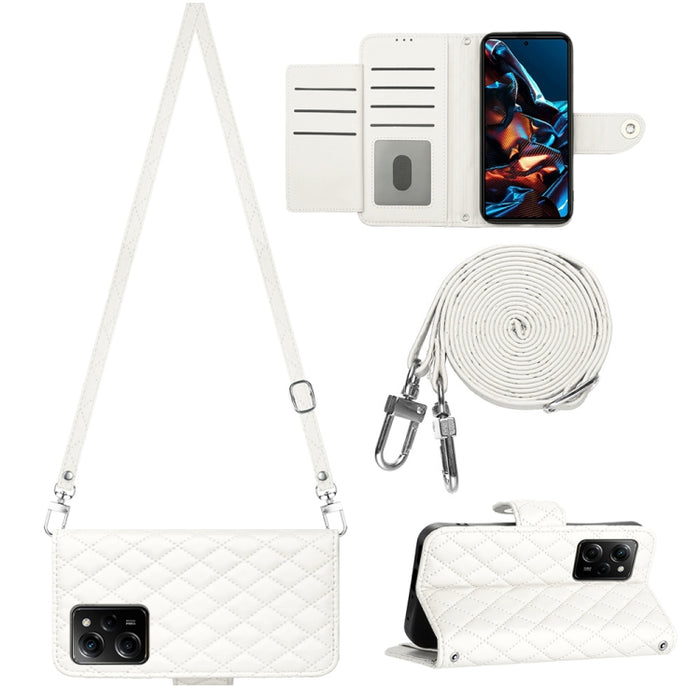Funda para teléfono de cuero con tapa y textura rómbica con cordón largo, For Xiaomi Redmi 13C 4G, For Xiaomi 13T / 13T Pro, For Xiaomi Poco F5 / Redmi Note 12 Turbo, For Xiaomi Poco F5 Pro / Redmi K60, For Xiaomi Redmi Note 12S 4G Global              ...