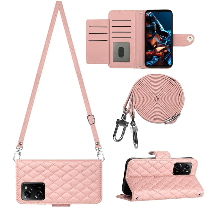 Funda para teléfono de cuero con tapa y textura rómbica con cordón largo, For Xiaomi Redmi 13C 4G, For Xiaomi 13T / 13T Pro, For Xiaomi Poco F5 / Redmi Note 12 Turbo, For Xiaomi Poco F5 Pro / Redmi K60, For Xiaomi Redmi Note 12S 4G Global              ...