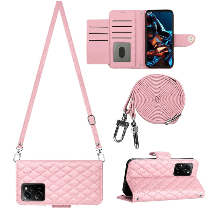 Funda para teléfono de cuero con tapa y textura rómbica con cordón largo, For Xiaomi Redmi 13C 4G, For Xiaomi 13T / 13T Pro, For Xiaomi Poco F5 / Redmi Note 12 Turbo, For Xiaomi Poco F5 Pro / Redmi K60, For Xiaomi Redmi Note 12S 4G Global              ...