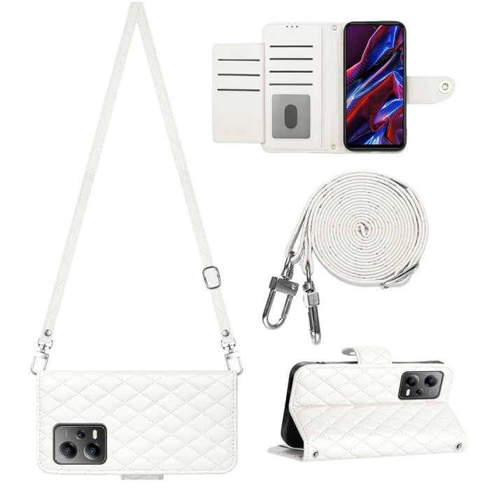 Funda para teléfono de cuero con tapa y textura rómbica con cordón largo, For Xiaomi Redmi 13C 4G, For Xiaomi 13T / 13T Pro, For Xiaomi Poco F5 / Redmi Note 12 Turbo, For Xiaomi Poco F5 Pro / Redmi K60, For Xiaomi Redmi Note 12S 4G Global              ...
