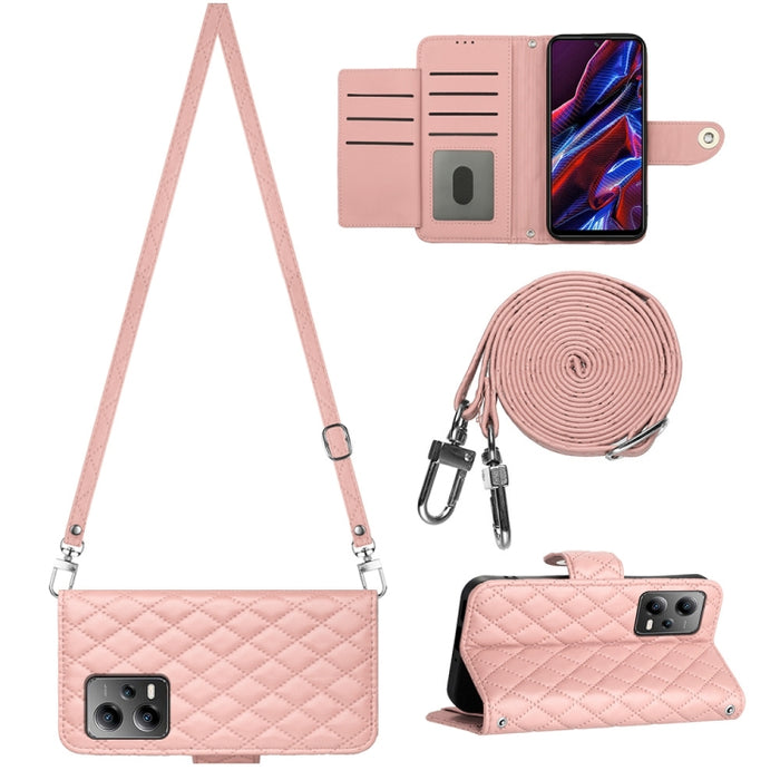 Funda para teléfono de cuero con tapa y textura rómbica con cordón largo, For Xiaomi Redmi 13C 4G, For Xiaomi 13T / 13T Pro, For Xiaomi Poco F5 / Redmi Note 12 Turbo, For Xiaomi Poco F5 Pro / Redmi K60, For Xiaomi Redmi Note 12S 4G Global              ...