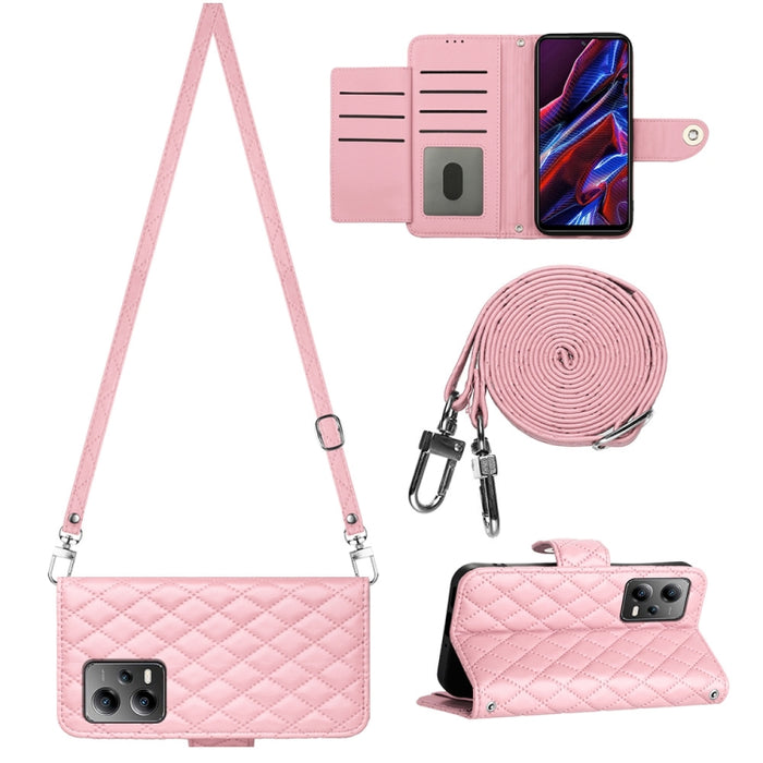 Funda para teléfono de cuero con tapa y textura rómbica con cordón largo, For Xiaomi Redmi 13C 4G, For Xiaomi 13T / 13T Pro, For Xiaomi Poco F5 / Redmi Note 12 Turbo, For Xiaomi Poco F5 Pro / Redmi K60, For Xiaomi Redmi Note 12S 4G Global              ...