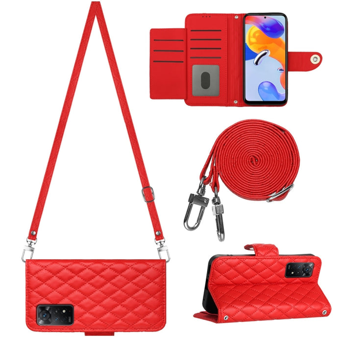 Funda para teléfono de cuero con tapa y textura rómbica con cordón largo, For Xiaomi Redmi 13C 4G, For Xiaomi 13T / 13T Pro, For Xiaomi Poco F5 / Redmi Note 12 Turbo, For Xiaomi Poco F5 Pro / Redmi K60, For Xiaomi Redmi Note 12S 4G Global              ...
