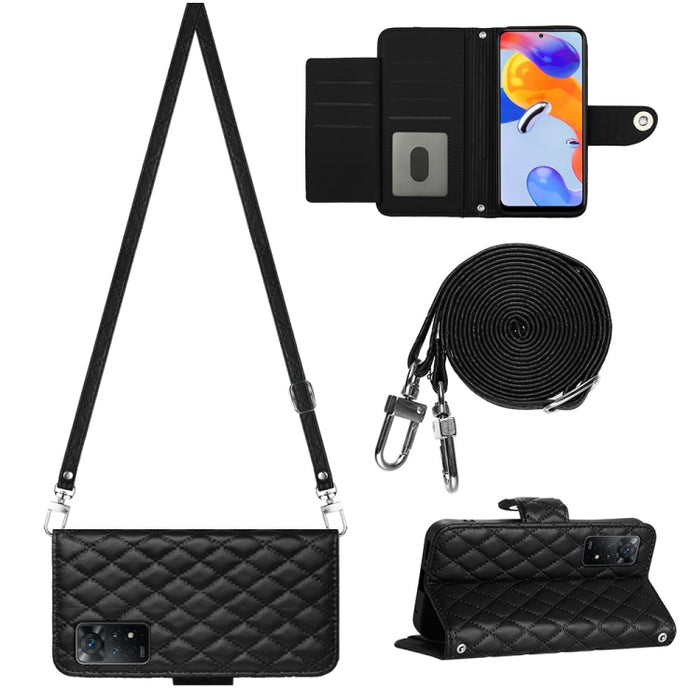 Funda para teléfono de cuero con tapa y textura rómbica con cordón largo, For Xiaomi Redmi 13C 4G, For Xiaomi 13T / 13T Pro, For Xiaomi Poco F5 / Redmi Note 12 Turbo, For Xiaomi Poco F5 Pro / Redmi K60, For Xiaomi Redmi Note 12S 4G Global              ...