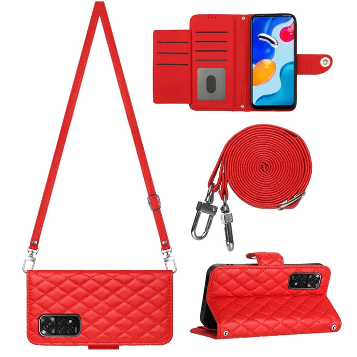 Funda para teléfono de cuero con tapa y textura rómbica con cordón largo, For Xiaomi Redmi 13C 4G, For Xiaomi 13T / 13T Pro, For Xiaomi Poco F5 / Redmi Note 12 Turbo, For Xiaomi Poco F5 Pro / Redmi K60, For Xiaomi Redmi Note 12S 4G Global              ...