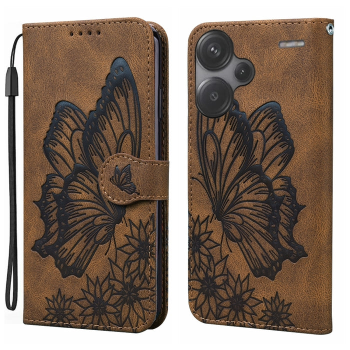 Funda de teléfono de cuero con tapa horizontal con estampado de mariposas con sensación de piel retro, For Redmi Note 15 Pro+ 5G Global 163.3mm, For Redmi Note 15 4G / 5G Global 164mm, For Redmi Note 15 Pro 4G Global 163.2mm                            ...