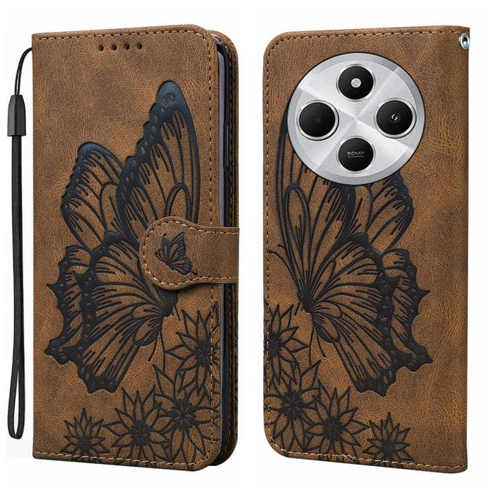 Funda de teléfono de cuero con tapa horizontal con estampado de mariposas con sensación de piel retro, For Redmi Note 15 Pro+ 5G Global 163.3mm, For Redmi Note 15 4G / 5G Global 164mm, For Redmi Note 15 Pro 4G Global 163.2mm                            ...