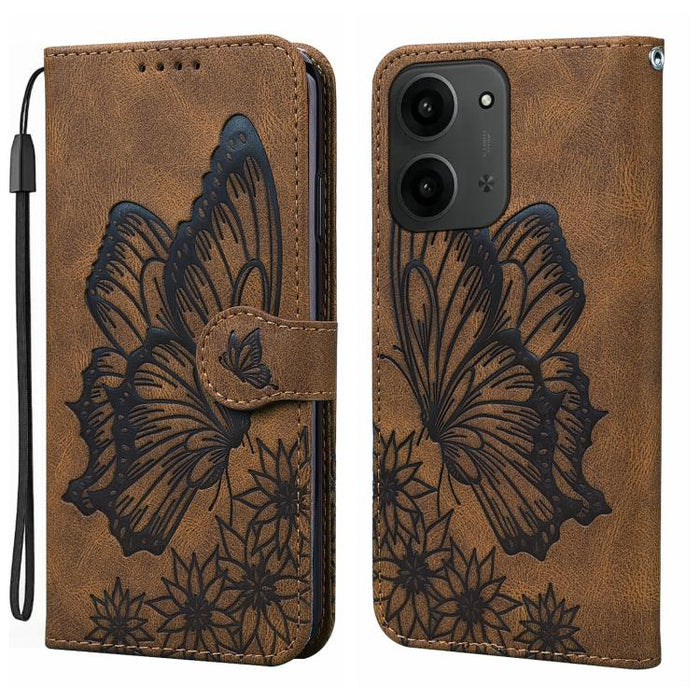Funda de teléfono de cuero con tapa horizontal con estampado de mariposas con sensación de piel retro, For Redmi Note 15 Pro+ 5G Global 163.3mm, For Redmi Note 15 4G / 5G Global 164mm, For Redmi Note 15 Pro 4G Global 163.2mm                            ...