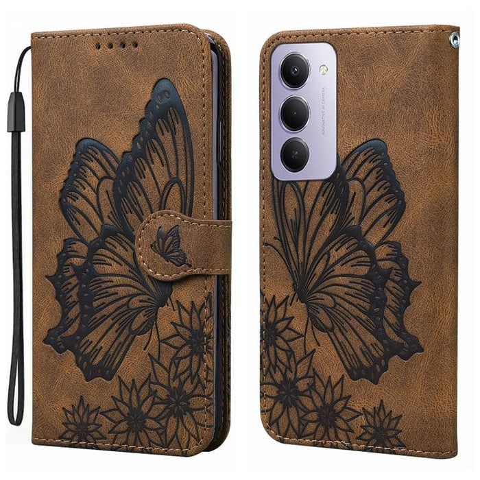 Funda de teléfono de cuero con tapa horizontal con estampado de mariposas con sensación de piel retro, For Redmi Note 15 Pro+ 5G Global 163.3mm, For Redmi Note 15 4G / 5G Global 164mm, For Redmi Note 15 Pro 4G Global 163.2mm                            ...