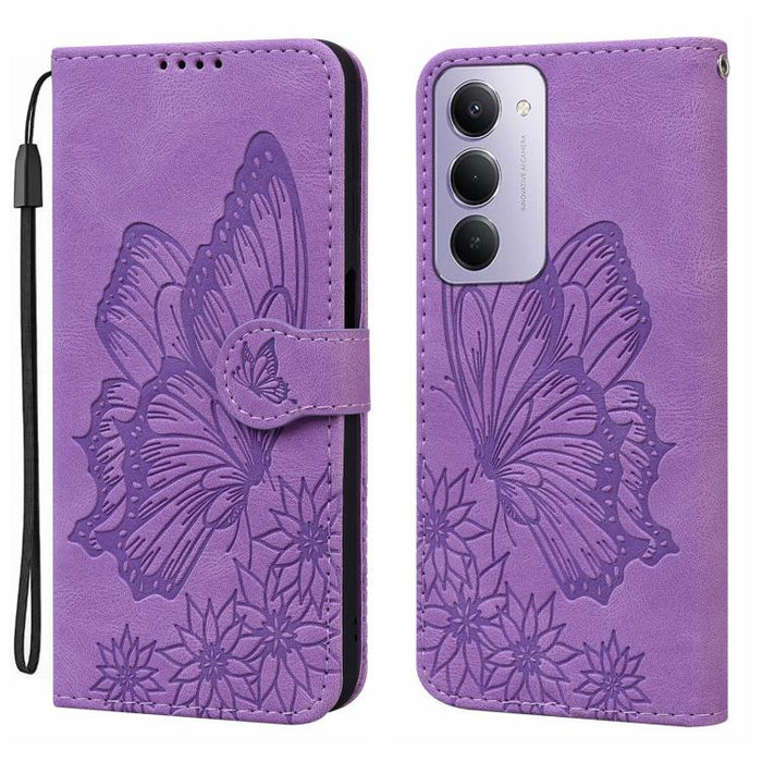 Funda de teléfono de cuero con tapa horizontal con estampado de mariposas con sensación de piel retro, For Redmi Note 15 Pro+ 5G Global 163.3mm, For Redmi Note 15 4G / 5G Global 164mm, For Redmi Note 15 Pro 4G Global 163.2mm                            ...