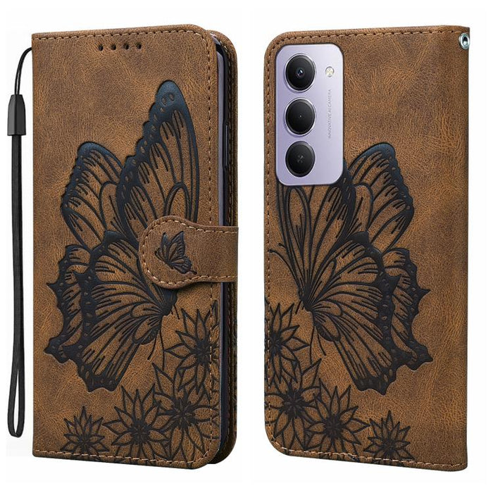 Funda de teléfono de cuero con tapa horizontal con estampado de mariposas con sensación de piel retro, For Redmi Note 15 Pro+ 5G Global 163.3mm, For Redmi Note 15 4G / 5G Global 164mm, For Redmi Note 15 Pro 4G Global 163.2mm                            ...