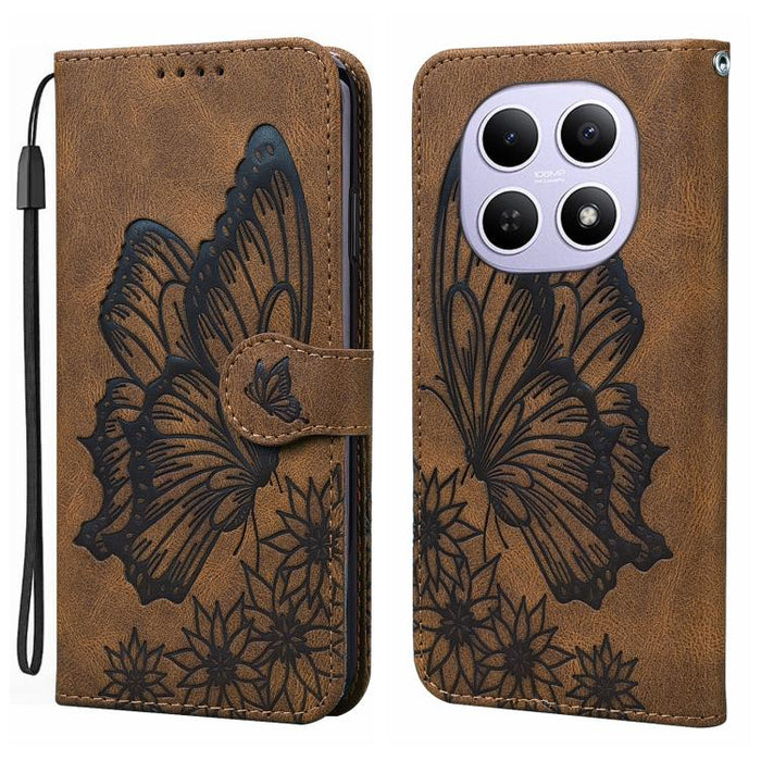 Funda de teléfono de cuero con tapa horizontal con estampado de mariposas con sensación de piel retro, For Redmi Note 15 Pro+ 5G Global 163.3mm, For Redmi Note 15 4G / 5G Global 164mm, For Redmi Note 15 Pro 4G Global 163.2mm                            ...