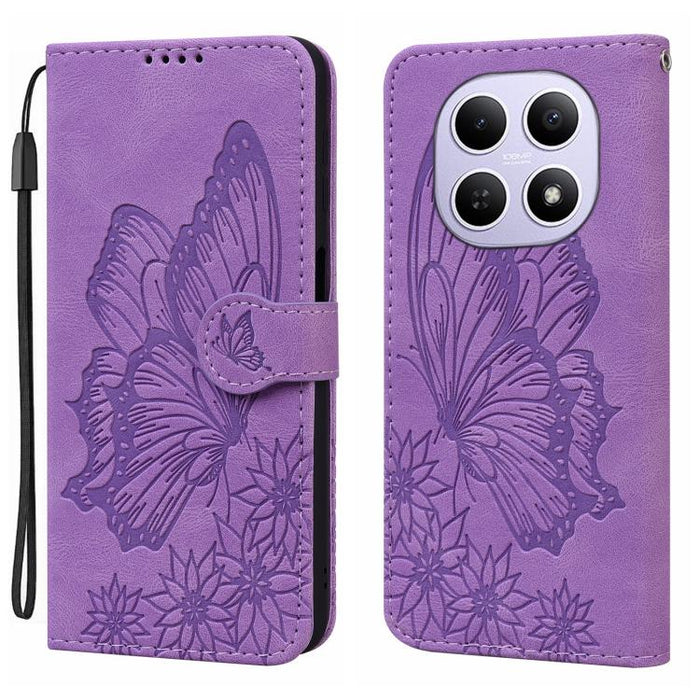 Funda de teléfono de cuero con tapa horizontal con estampado de mariposas con sensación de piel retro, For Redmi Note 15 Pro+ 5G Global 163.3mm, For Redmi Note 15 4G / 5G Global 164mm, For Redmi Note 15 Pro 4G Global 163.2mm                            ...