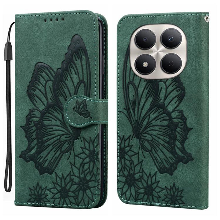 Funda de teléfono de cuero con tapa horizontal con estampado de mariposas con sensación de piel retro, For Redmi Note 15 Pro+ 5G Global 163.3mm, For Redmi Note 15 4G / 5G Global 164mm, For Redmi Note 15 Pro 4G Global 163.2mm                            ...