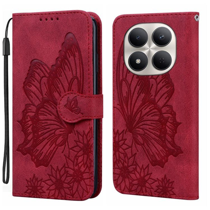 Funda de teléfono de cuero con tapa horizontal con estampado de mariposas con sensación de piel retro, For Redmi Note 15 Pro+ 5G Global 163.3mm, For Redmi Note 15 4G / 5G Global 164mm, For Redmi Note 15 Pro 4G Global 163.2mm                            ...
