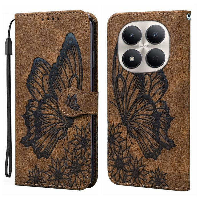 Funda de teléfono de cuero con tapa horizontal con estampado de mariposas con sensación de piel retro, For Redmi Note 15 Pro+ 5G Global 163.3mm, For Redmi Note 15 4G / 5G Global 164mm, For Redmi Note 15 Pro 4G Global 163.2mm                            ...