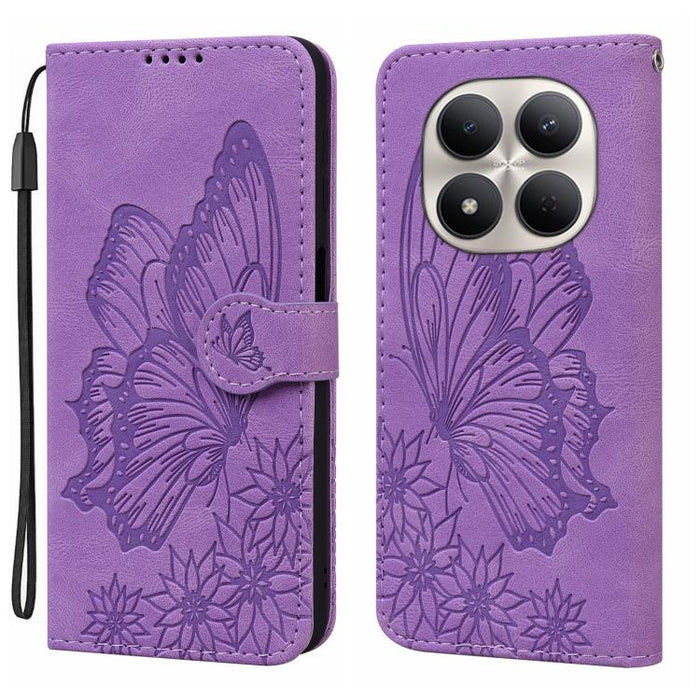Funda de teléfono de cuero con tapa horizontal con estampado de mariposas con sensación de piel retro, For Redmi Note 15 Pro+ 5G Global 163.3mm, For Redmi Note 15 4G / 5G Global 164mm, For Redmi Note 15 Pro 4G Global 163.2mm                            ...