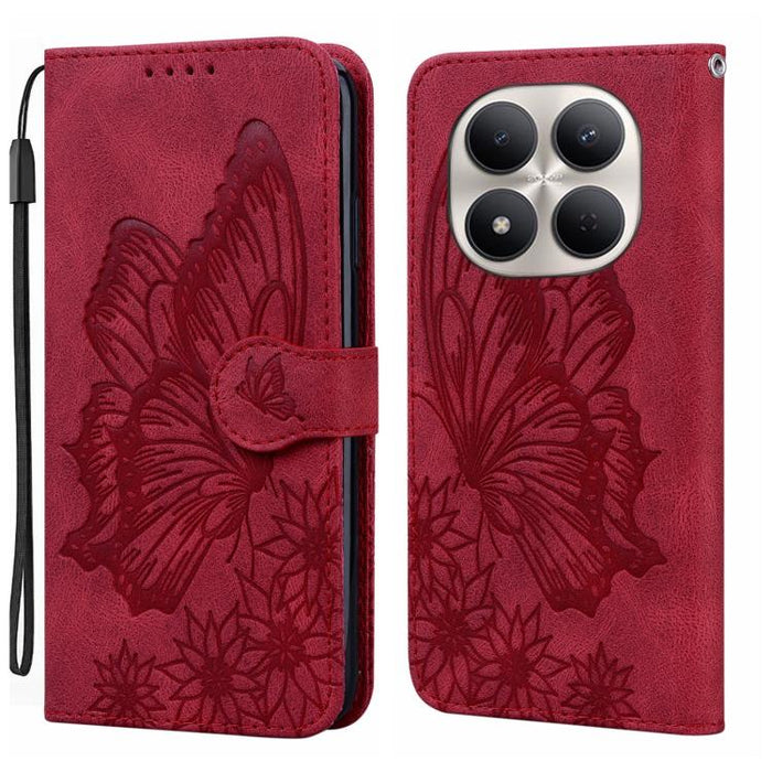 Funda de teléfono de cuero con tapa horizontal con estampado de mariposas con sensación de piel retro, For Redmi Note 15 Pro+ 5G Global 163.3mm, For Redmi Note 15 4G / 5G Global 164mm, For Redmi Note 15 Pro 4G Global 163.2mm                            ...
