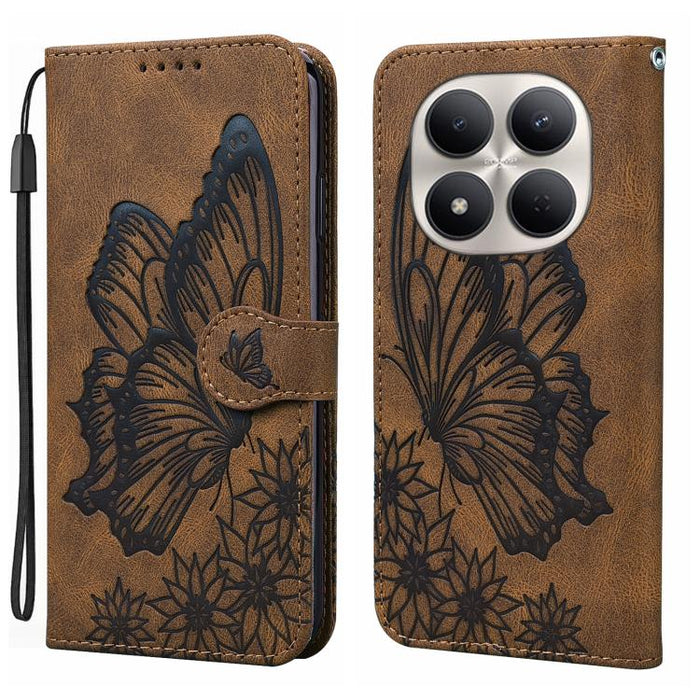 Funda de teléfono de cuero con tapa horizontal con estampado de mariposas con sensación de piel retro, For Redmi Note 15 Pro+ 5G Global 163.3mm, For Redmi Note 15 4G / 5G Global 164mm, For Redmi Note 15 Pro 4G Global 163.2mm                            ...