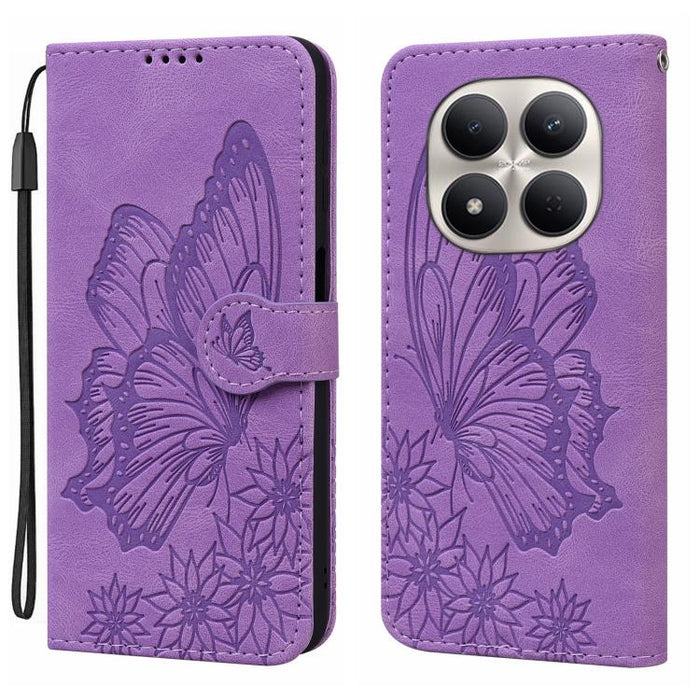 Funda de teléfono de cuero con tapa horizontal con estampado de mariposas con sensación de piel retro, For Redmi Note 15 Pro+ 5G Global 163.3mm, For Redmi Note 15 4G / 5G Global 164mm, For Redmi Note 15 Pro 4G Global 163.2mm                            ...