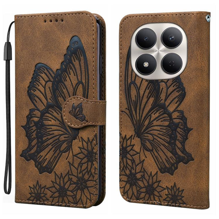 Funda de teléfono de cuero con tapa horizontal con estampado de mariposas con sensación de piel retro, For Redmi Note 15 Pro+ 5G Global 163.3mm, For Redmi Note 15 4G / 5G Global 164mm, For Redmi Note 15 Pro 4G Global 163.2mm                            ...