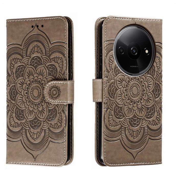 Funda de cuero para teléfono con estampado de mandala de sol, For Xiaomi Redmi A3, For Xiaomi Redmi Note 13 Pro 4G, For Xiaomi Redmi Note 13 4G, For Xiaomi Redmi Note 13R Pro, For Xiaomi 14 Ultra, For Xiaomi Redmi Note 13 Pro+, For Xiaomi Redmi Note 12...