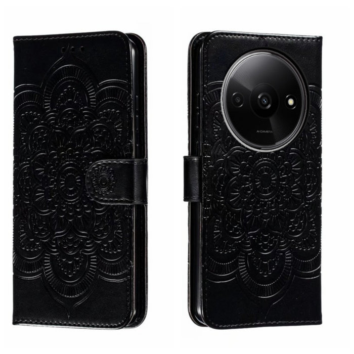 Funda de cuero para teléfono con estampado de mandala de sol, For Xiaomi Redmi A3, For Xiaomi Redmi Note 13 Pro 4G, For Xiaomi Redmi Note 13 4G, For Xiaomi Redmi Note 13R Pro, For Xiaomi 14 Ultra, For Xiaomi Redmi Note 13 Pro+, For Xiaomi Redmi Note 12...