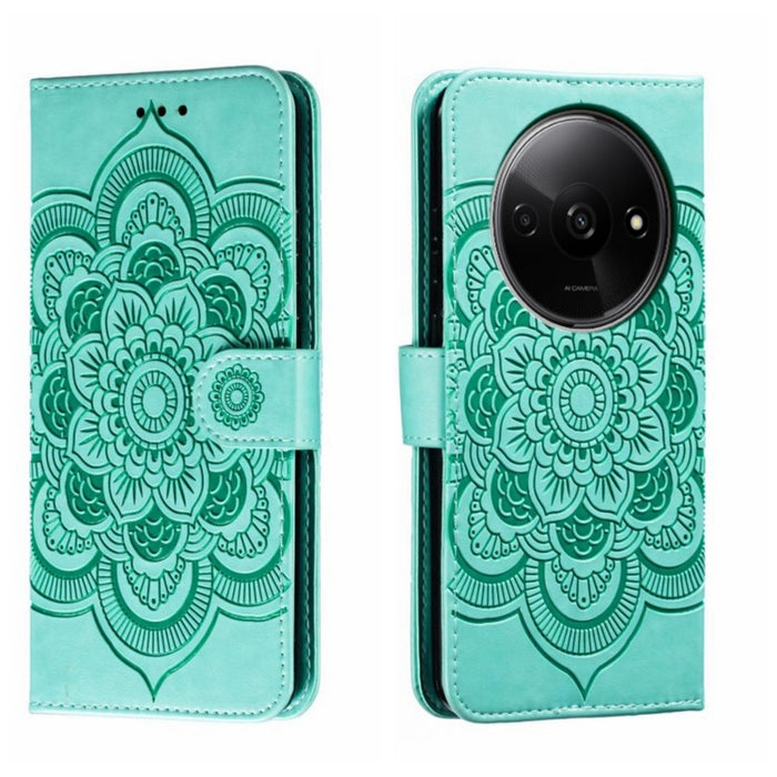 Funda de cuero para teléfono con estampado de mandala de sol, For Xiaomi Redmi A3, For Xiaomi Redmi Note 13 Pro 4G, For Xiaomi Redmi Note 13 4G, For Xiaomi Redmi Note 13R Pro, For Xiaomi 14 Ultra, For Xiaomi Redmi Note 13 Pro+, For Xiaomi Redmi Note 12...