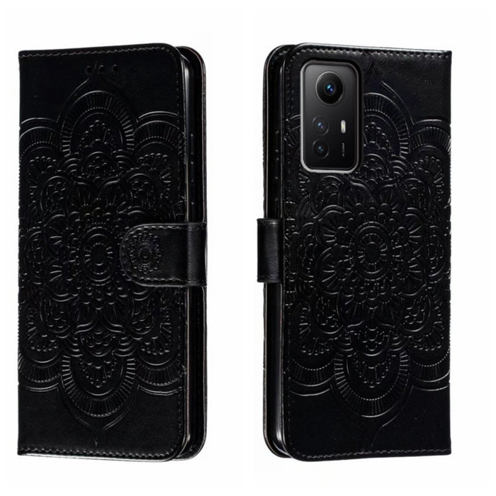 Funda de cuero para teléfono con estampado de mandala de sol, For Xiaomi Redmi A3, For Xiaomi Redmi Note 13 Pro 4G, For Xiaomi Redmi Note 13 4G, For Xiaomi Redmi Note 13R Pro, For Xiaomi 14 Ultra, For Xiaomi Redmi Note 13 Pro+, For Xiaomi Redmi Note 12...