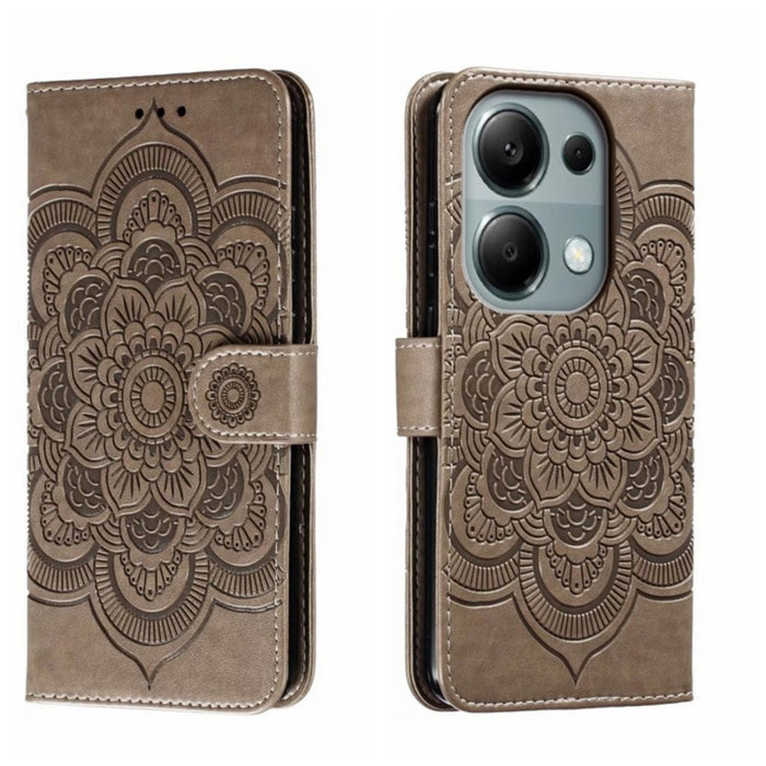 Funda de cuero para teléfono con estampado de mandala de sol, For Xiaomi Redmi A3, For Xiaomi Redmi Note 13 Pro 4G, For Xiaomi Redmi Note 13 4G, For Xiaomi Redmi Note 13R Pro, For Xiaomi 14 Ultra, For Xiaomi Redmi Note 13 Pro+, For Xiaomi Redmi Note 12...
