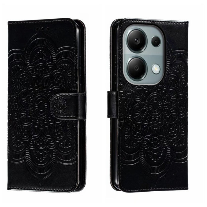 Funda de cuero para teléfono con estampado de mandala de sol, For Xiaomi Redmi A3, For Xiaomi Redmi Note 13 Pro 4G, For Xiaomi Redmi Note 13 4G, For Xiaomi Redmi Note 13R Pro, For Xiaomi 14 Ultra, For Xiaomi Redmi Note 13 Pro+, For Xiaomi Redmi Note 12...