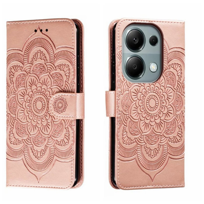 Funda de cuero para teléfono con estampado de mandala de sol, For Xiaomi Redmi A3, For Xiaomi Redmi Note 13 Pro 4G, For Xiaomi Redmi Note 13 4G, For Xiaomi Redmi Note 13R Pro, For Xiaomi 14 Ultra, For Xiaomi Redmi Note 13 Pro+, For Xiaomi Redmi Note 12...