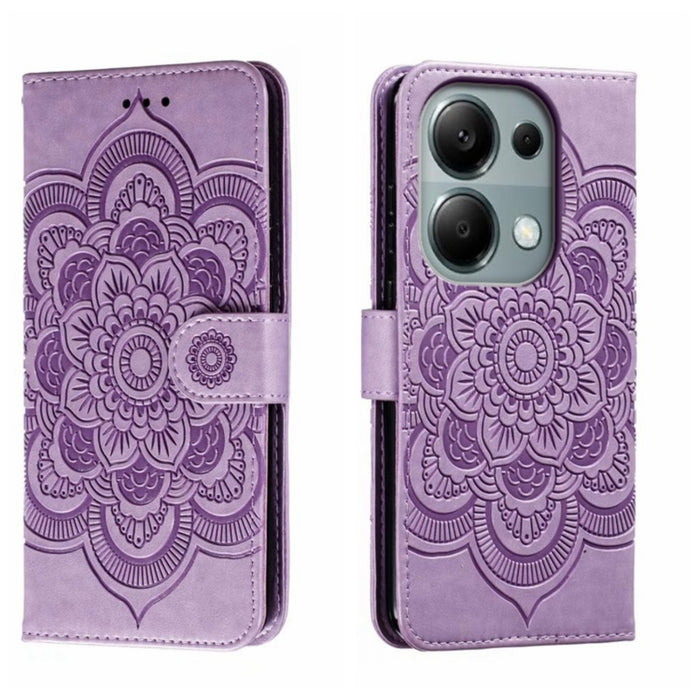 Funda de cuero para teléfono con estampado de mandala de sol, For Xiaomi Redmi A3, For Xiaomi Redmi Note 13 Pro 4G, For Xiaomi Redmi Note 13 4G, For Xiaomi Redmi Note 13R Pro, For Xiaomi 14 Ultra, For Xiaomi Redmi Note 13 Pro+, For Xiaomi Redmi Note 12...