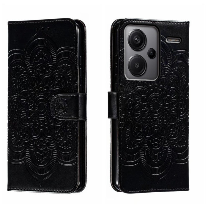 Funda de cuero para teléfono con estampado de mandala de sol, For Xiaomi Redmi A3, For Xiaomi Redmi Note 13 Pro 4G, For Xiaomi Redmi Note 13 4G, For Xiaomi Redmi Note 13R Pro, For Xiaomi 14 Ultra, For Xiaomi Redmi Note 13 Pro+, For Xiaomi Redmi Note 12...