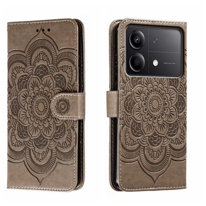 Funda de cuero para teléfono con estampado de mandala de sol, For Xiaomi Redmi A3, For Xiaomi Redmi Note 13 Pro 4G, For Xiaomi Redmi Note 13 4G, For Xiaomi Redmi Note 13R Pro, For Xiaomi 14 Ultra, For Xiaomi Redmi Note 13 Pro+, For Xiaomi Redmi Note 12...