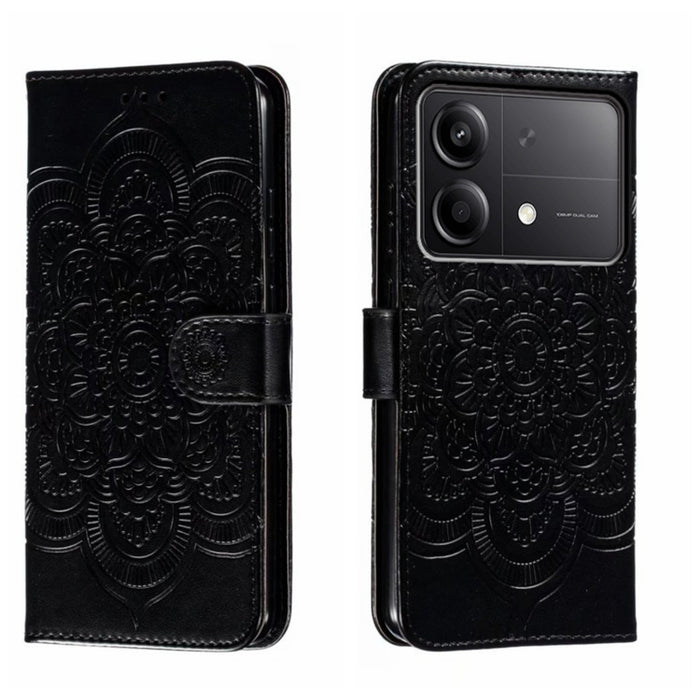 Funda de cuero para teléfono con estampado de mandala de sol, For Xiaomi Redmi A3, For Xiaomi Redmi Note 13 Pro 4G, For Xiaomi Redmi Note 13 4G, For Xiaomi Redmi Note 13R Pro, For Xiaomi 14 Ultra, For Xiaomi Redmi Note 13 Pro+, For Xiaomi Redmi Note 12...