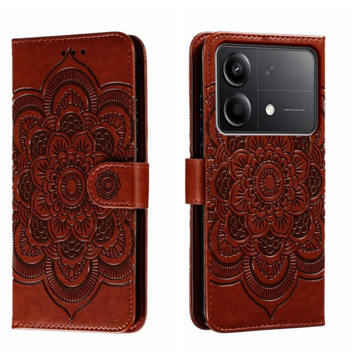 Funda de cuero para teléfono con estampado de mandala de sol, For Xiaomi Redmi A3, For Xiaomi Redmi Note 13 Pro 4G, For Xiaomi Redmi Note 13 4G, For Xiaomi Redmi Note 13R Pro, For Xiaomi 14 Ultra, For Xiaomi Redmi Note 13 Pro+, For Xiaomi Redmi Note 12...