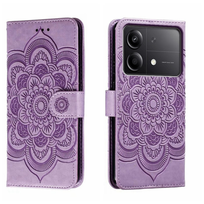 Funda de cuero para teléfono con estampado de mandala de sol, For Xiaomi Redmi A3, For Xiaomi Redmi Note 13 Pro 4G, For Xiaomi Redmi Note 13 4G, For Xiaomi Redmi Note 13R Pro, For Xiaomi 14 Ultra, For Xiaomi Redmi Note 13 Pro+, For Xiaomi Redmi Note 12...