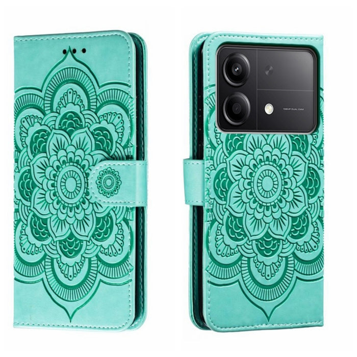 Funda de cuero para teléfono con estampado de mandala de sol, For Xiaomi Redmi A3, For Xiaomi Redmi Note 13 Pro 4G, For Xiaomi Redmi Note 13 4G, For Xiaomi Redmi Note 13R Pro, For Xiaomi 14 Ultra, For Xiaomi Redmi Note 13 Pro+, For Xiaomi Redmi Note 12...