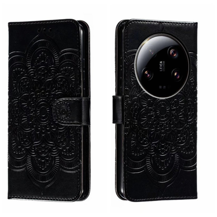Funda de cuero para teléfono con estampado de mandala de sol, For Xiaomi Redmi A3, For Xiaomi Redmi Note 13 Pro 4G, For Xiaomi Redmi Note 13 4G, For Xiaomi Redmi Note 13R Pro, For Xiaomi 14 Ultra, For Xiaomi Redmi Note 13 Pro+, For Xiaomi Redmi Note 12...