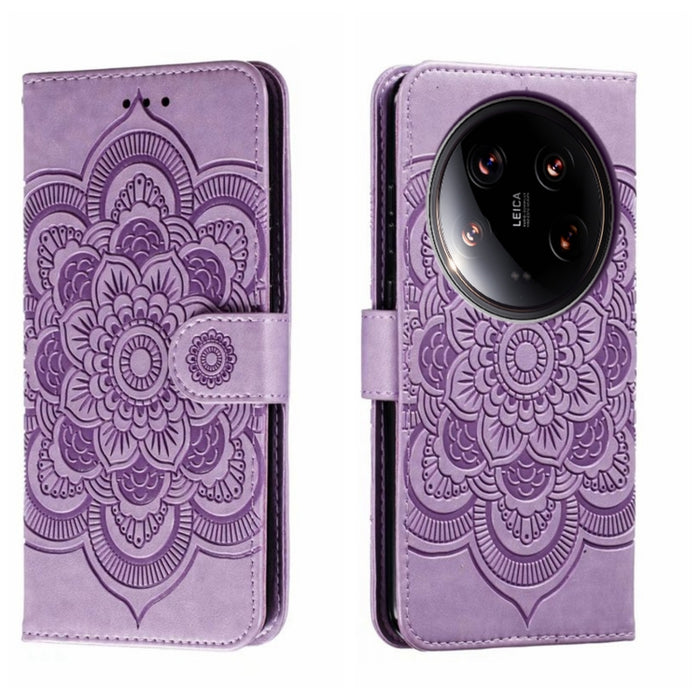 Funda de cuero para teléfono con estampado de mandala de sol, For Xiaomi Redmi A3, For Xiaomi Redmi Note 13 Pro 4G, For Xiaomi Redmi Note 13 4G, For Xiaomi Redmi Note 13R Pro, For Xiaomi 14 Ultra, For Xiaomi Redmi Note 13 Pro+, For Xiaomi Redmi Note 12...