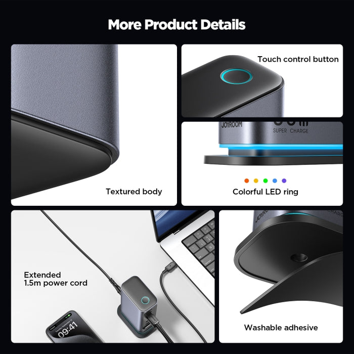 JOYROOM JR-TCM02 Cargador multipuerto 6 en 1 65W GaN 4 USB-C y 2 USB-A, EU Plug, UK Plug