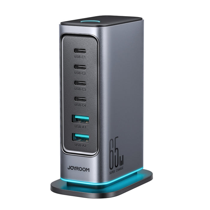 JOYROOM JR-TCM02 Cargador multipuerto 6 en 1 65W GaN 4 USB-C y 2 USB-A, EU Plug, UK Plug